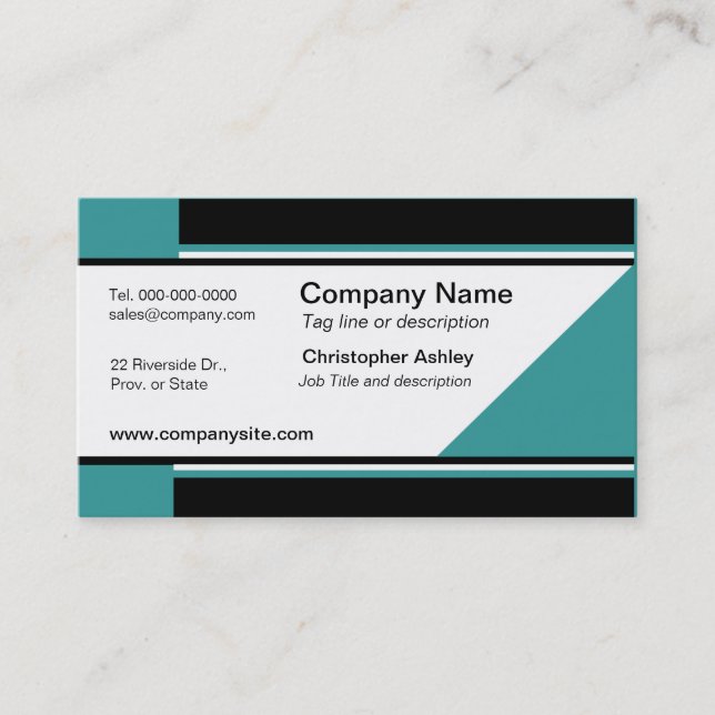 Modèles de carte de visite d'entreprise turquoises (Devant)