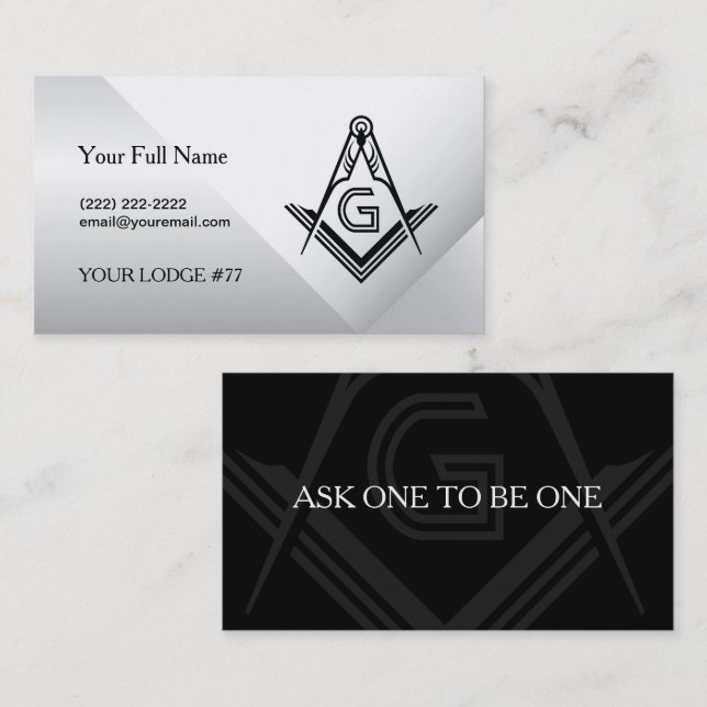 Modèles de carte de visite maçonnique | Freemason (Devant / Derrière)