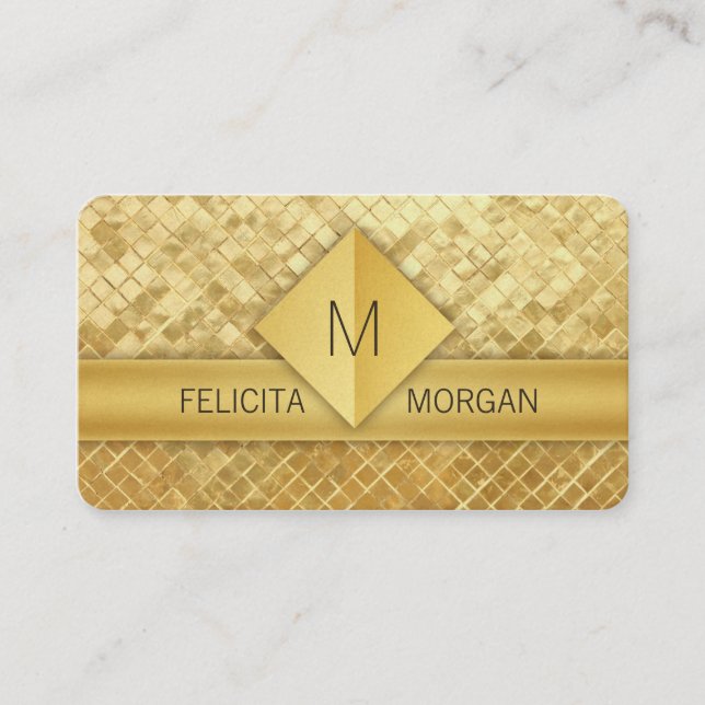 Modèles de carte de visite monogramme or de luxe (Devant)