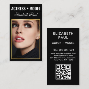 Models and Actors Headshot Photo Faux Gold Frame  Business Card