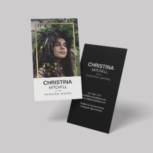 Models and Actors Headshot Photo Faux Gold Frame Business Card