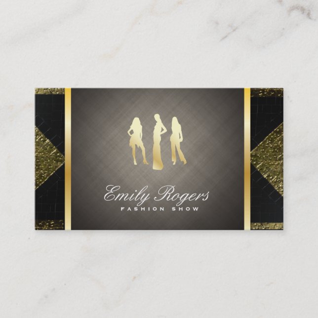 Models / Black & Gold Tiles with Gold Trim Business Card (Front)