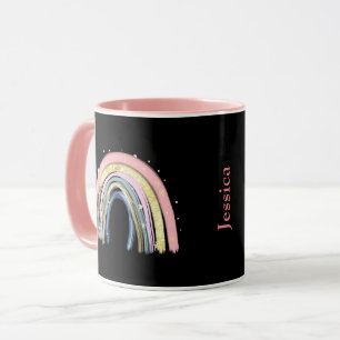 Modem Trendy Pastel Rainbow Customizable Name  Mug