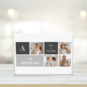 Moden 3Collage Photo & Grey Best Family Gift Block