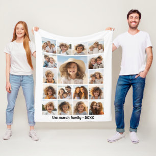 Moden, Minimal Photo Grid with 17 Photos Fleece Blanket
