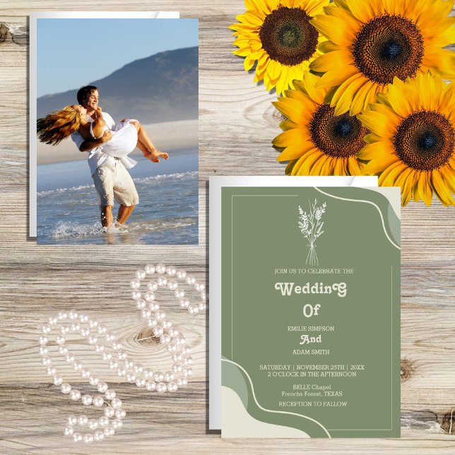 moden retro vintage 70s wedding invitation (Creator Uploaded)