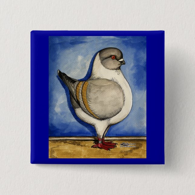 Modena Silver Gazzi Pigeon 2 Inch Square Button (Front)