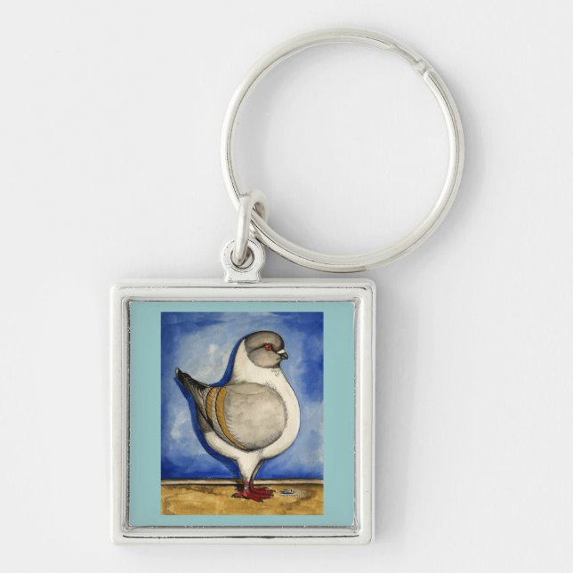 Modena Silver Gazzi Pigeon Keychain (Front)