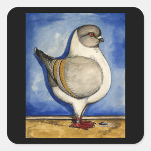 Modena Silver Gazzi Pigeon Square Sticker
