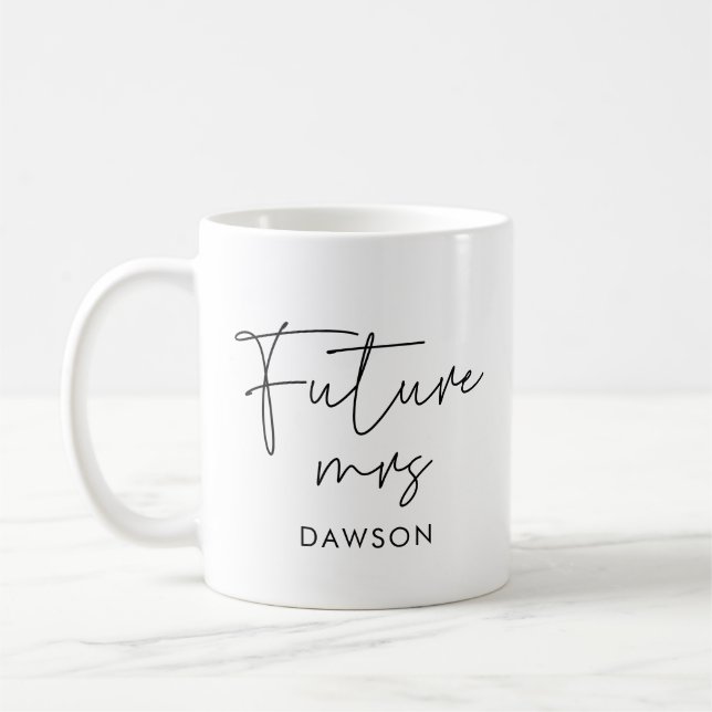 Modenr minimalist Future Mrs personalized Coffee Mug (Left)
