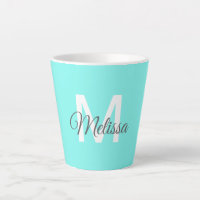 moder chic minimalist monogram turquoise aqua blue