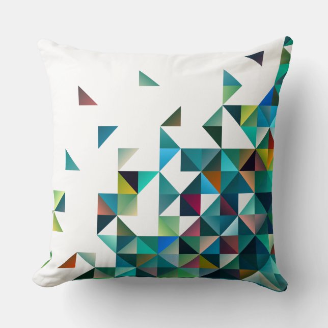 Moder Colourful Geometric Shapes Triangles Pattern Throw Pillow (Front)