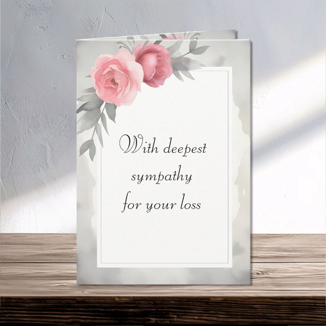 Moder Piink Roses Minimalist Deepest Sympathy Card (Creator Uploaded)