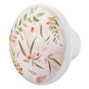 Moder Watercolor Wash Gentle Falling Flower Petals Ceramic Knob