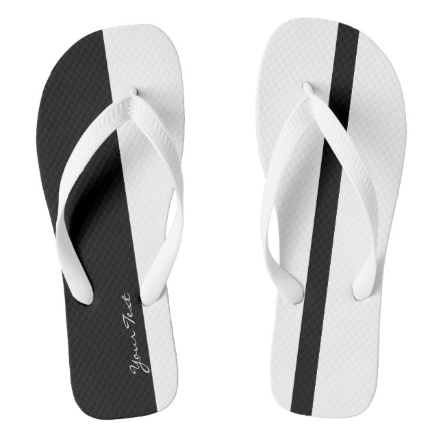 Moderate Black and White Stylized Vertical Bands Flip Flops (Footbed)