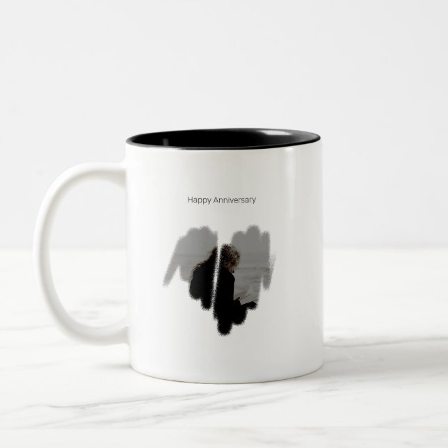 Moderate Graffiti Sprayed Heart Frame Two-Tone Coffee Mug (Left)