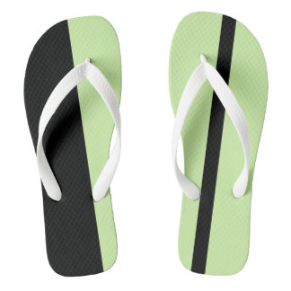 Moderate Light Green Stylized Vertical Bands Flip Flops