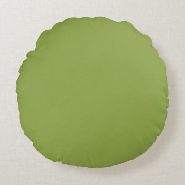 Moderate Lime Green Solid Color Round Pillow (Front)
