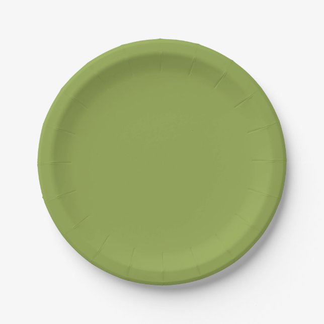 Moderate Lime Green Solid Colour Paper Plate (Front)
