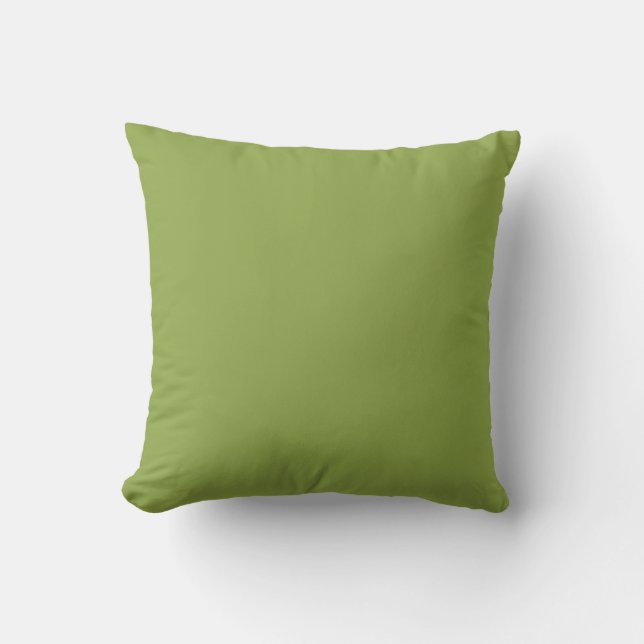 Moderate Lime Green Solid Colour Throw Pillow (Front)
