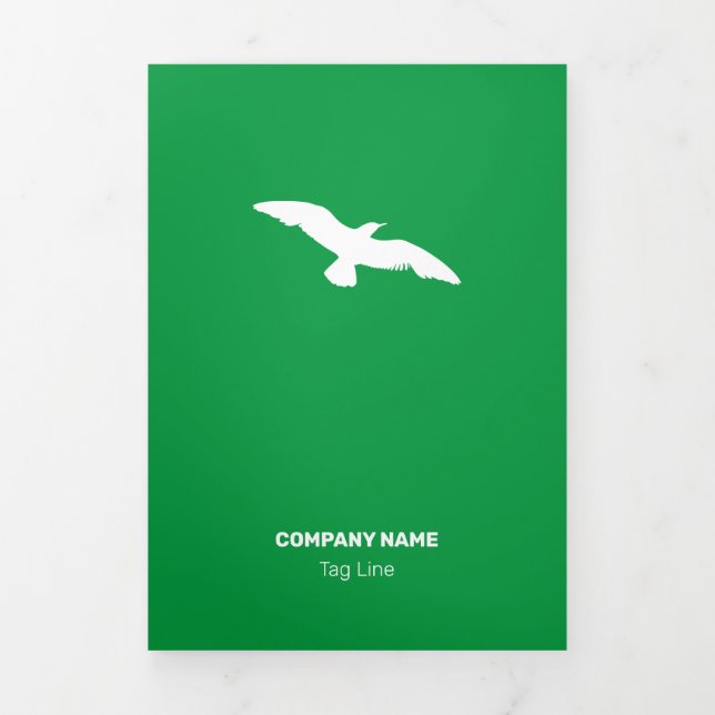 Moderate Monochrome Flat Flying Bird Tri-Fold Card (Cover)