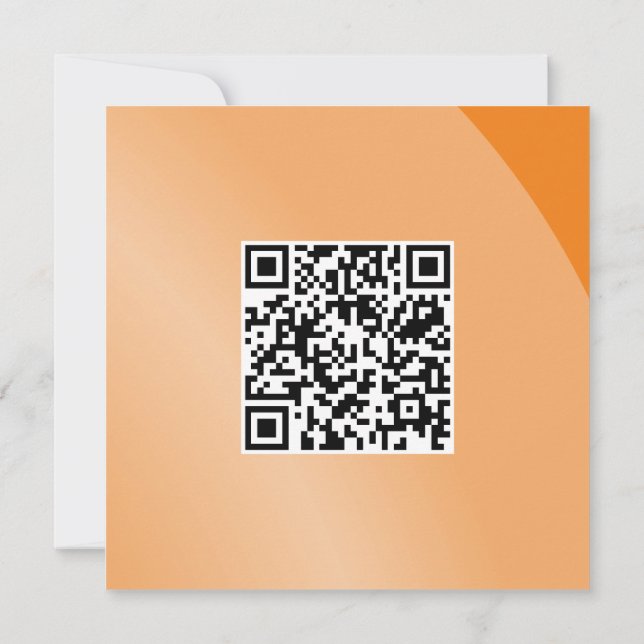 Moderate Orange Monochrome Modern Shaded Qr Code Card (Back)