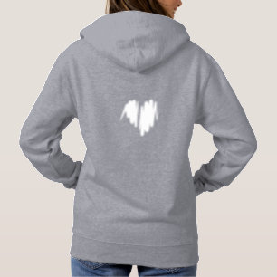 Moderate White Graffiti Sprayed Heart Image Hoodie
