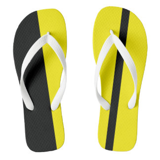 Moderate Yellow Stylized Vertical Bands Flip Flops