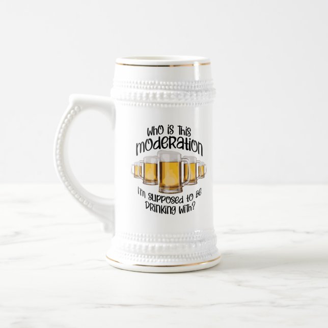 Moderation (in drinking) beer stein (Left)