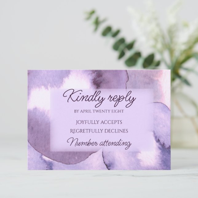 Moderm purple violet  RSVP card (Standing Front)
