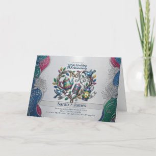 Modern 10th Tin Aluminum Wedding Anniversary Photo Card