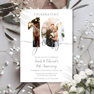 Modern 10th Wedding Anniversary 2 Photo Invitation