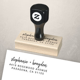 Modern 10th Wedding Anniversary Return Address Rubber Stamp