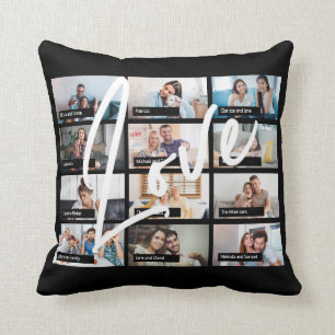 Modern 12 custom photo collage zoom friends screen throw pillow