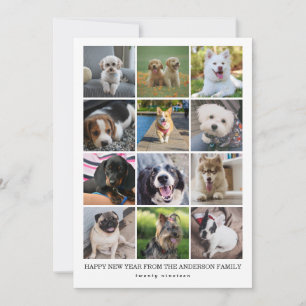 Modern 12 Instagram Photo Collage Happy New Year Holiday Card