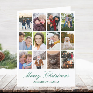 Modern 12 Photo Collage Christmas  Holiday Card