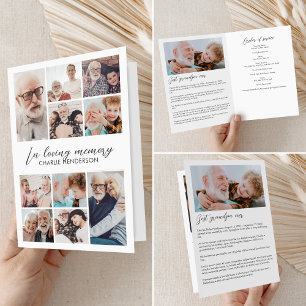 Modern 12-Photo In Loving Memory Folded Funeral Program