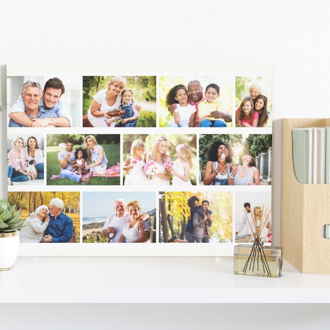 Modern 12 Photo Masonry Grid White Canvas Print (Creator Uploaded)