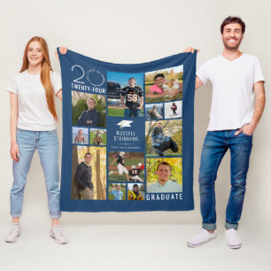 Modern 13 Photo Collage Class Year Custom Colour Fleece Blanket