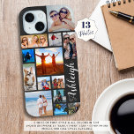 Modern 13 Photo Collage Script Name Custom Color iPhone 15 Case<br><div class="desc">Create your own personalized, custom color photo collage cell phone case utilizing this easy-to-upload template for 13 pictures in different shapes and sizes with a name in an editable handwritten script font (shown in white against a charcoal gray background). The sample is shown on an iPhone 14 model in the...</div>