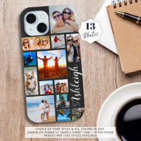 Modern 13 Photo Collage Script Name Custom Color