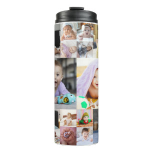 Modern 14 Photo Collage Custom Gift Thermal Tumbler