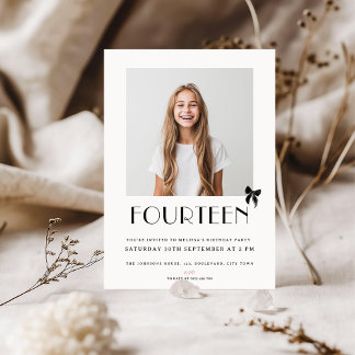 Modern 14th Teenager Photo Fouteen Birthday Party Invitation