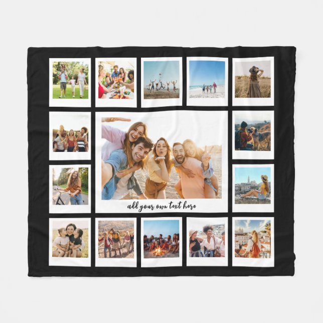 Modern 15 Photo Collage Fleece Blanket (Front (Horizontal))