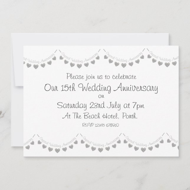 Modern 15th Crystal Wedding Anniversary Invitation (Front)