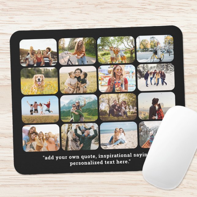 Modern 16 Photo Collage With Quote Mouse Pad (Creator Uploaded)