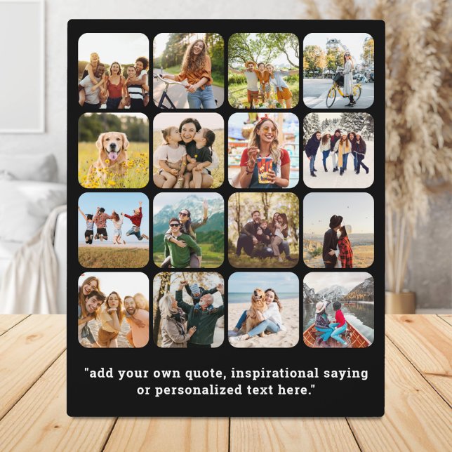 Modern 16 Photo Collage With Quote Plaque (Creator Uploaded)
