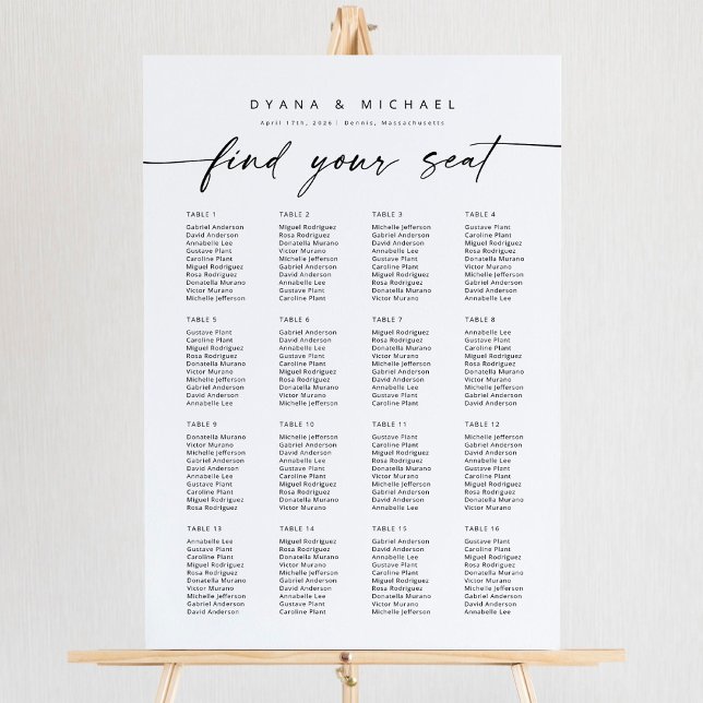 Modern 16 Tables Find Your Seat Seating Chart Foam (Creator Uploaded)