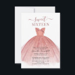 Modern 16th Birthday Party Invitation<br><div class="desc">Featuring a pretty blush pink dress and faux rose gold glitter and modern script,  this birthday invitation is perfect for a princess. Easily replace the party details by clicking the "Personalize" button.</div>
