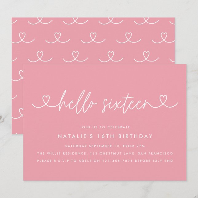 Modern 16th birthday simple stylish elegant script (Front/Back)